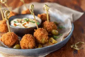 Cheese Stuffed Fried Olives Appetizer