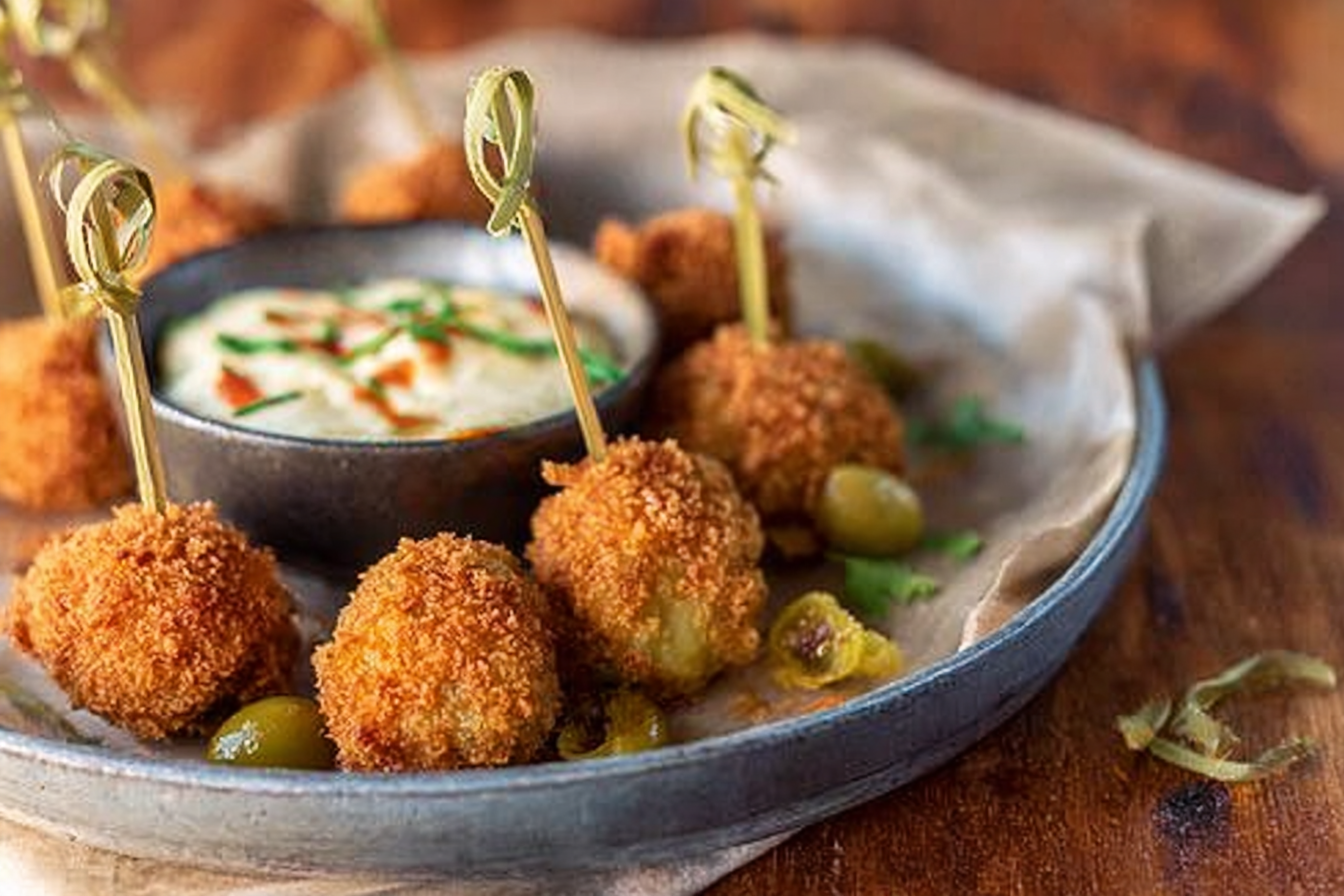 Cheese Stuffed Fried Olives Appetizer