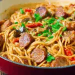 Creamy Spicy Garlic Noodles with Sausage
