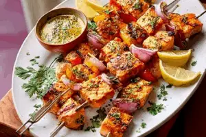 Grilled Lemon Salmon Skewers