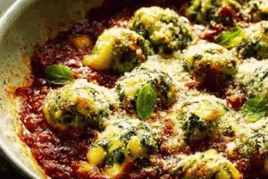 Malfatti (Italian Spinach Ricotta Dumplings) with Napoli Sauce