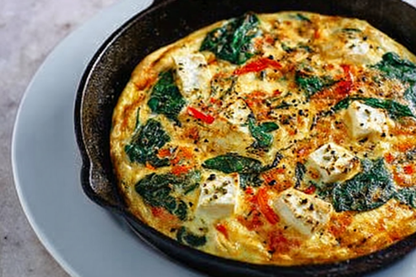 Red Pepper, Spinach, and Goat Cheese Frittata