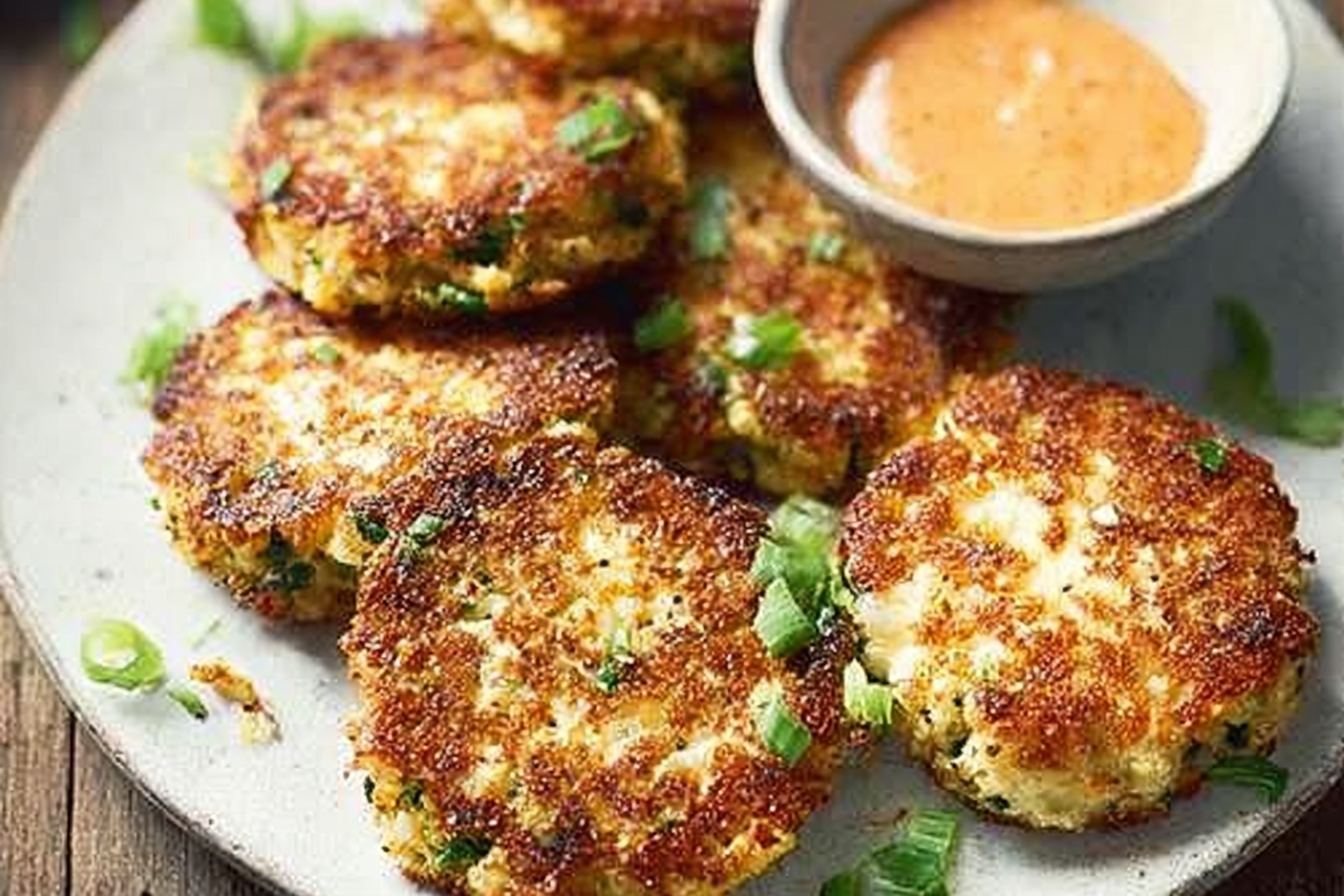 Spinach and Cheese Stuffed Cauliflower Patties