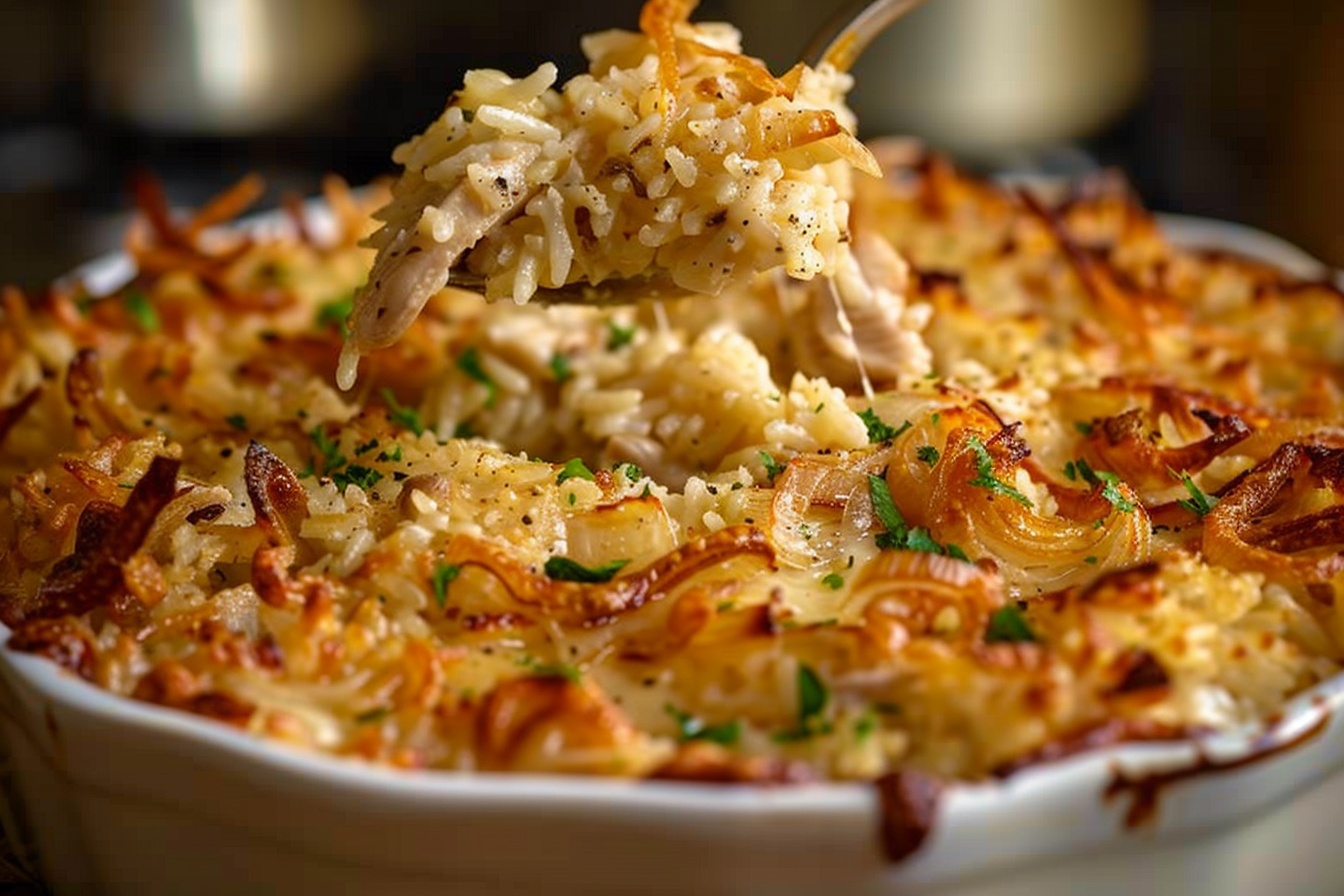 French Onion Chicken Rice Casserole