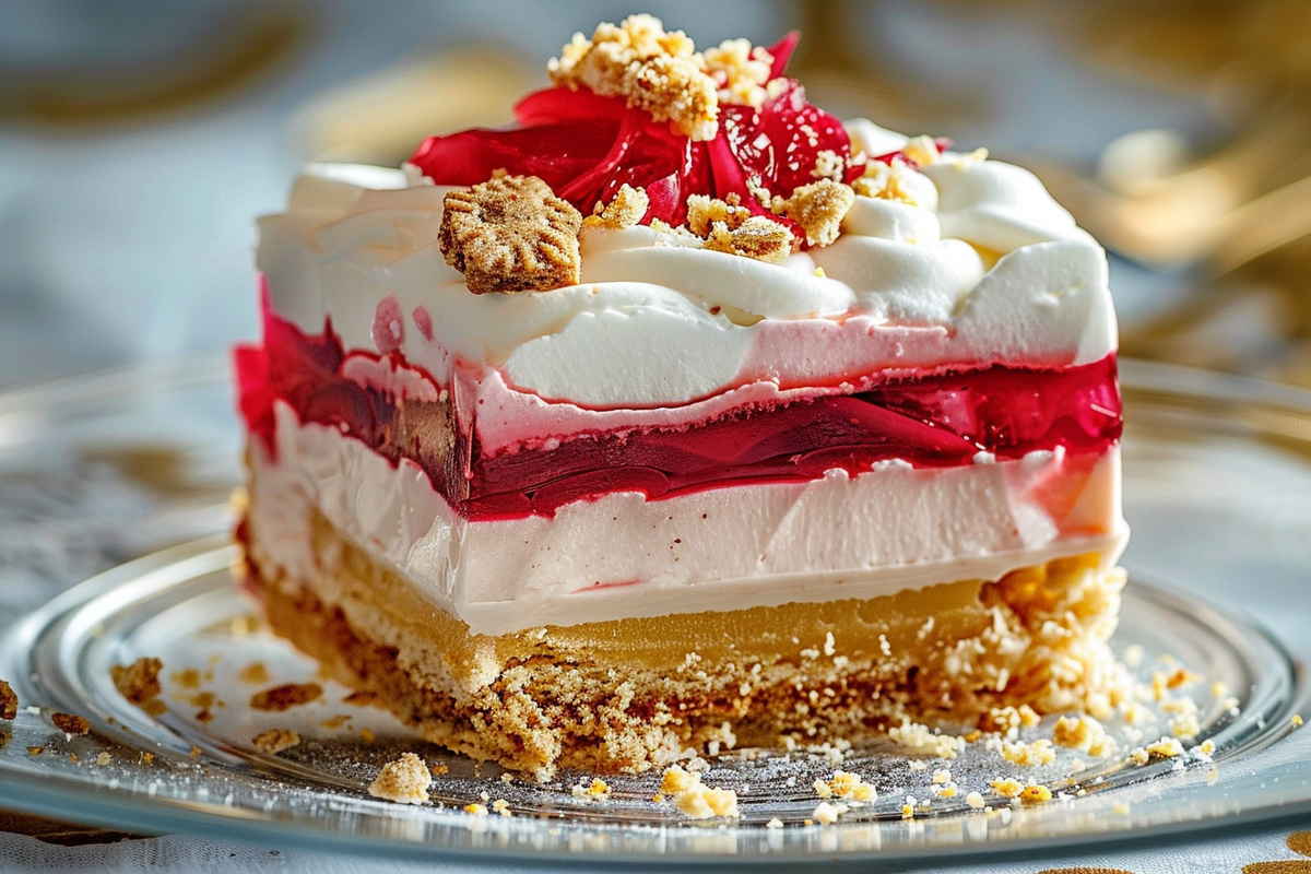 Layered Rhubarb Pudding Dessert