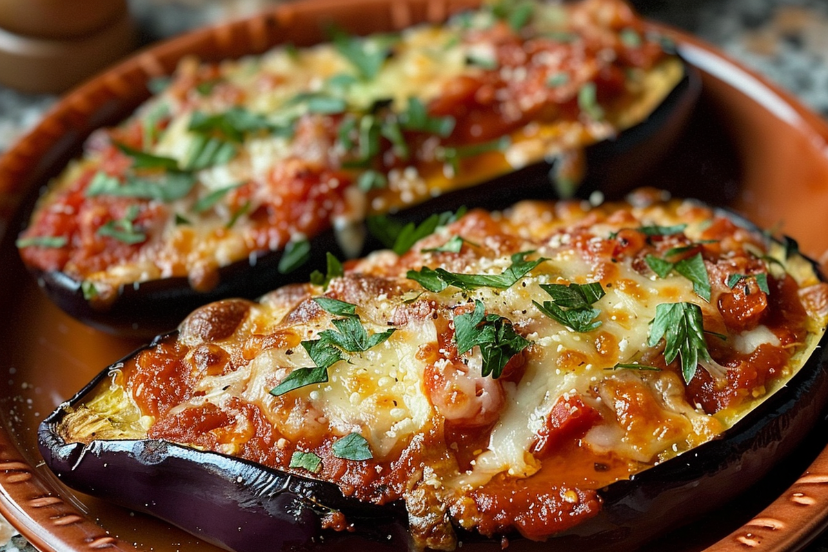 Baked Eggplant with Tomato Sauce and Melted Cheese