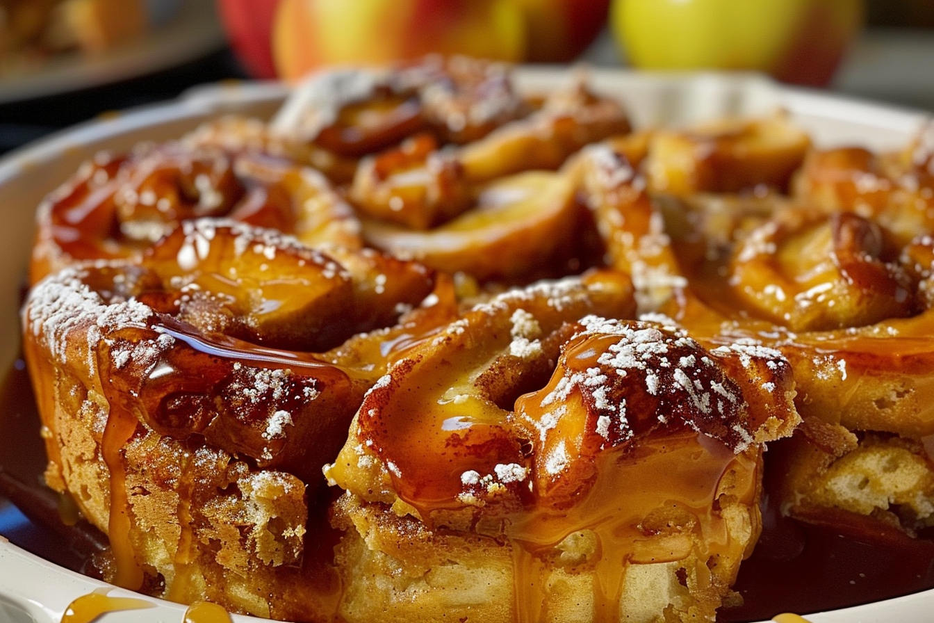 Caramel Apple Cinnamon Roll Dump Cake