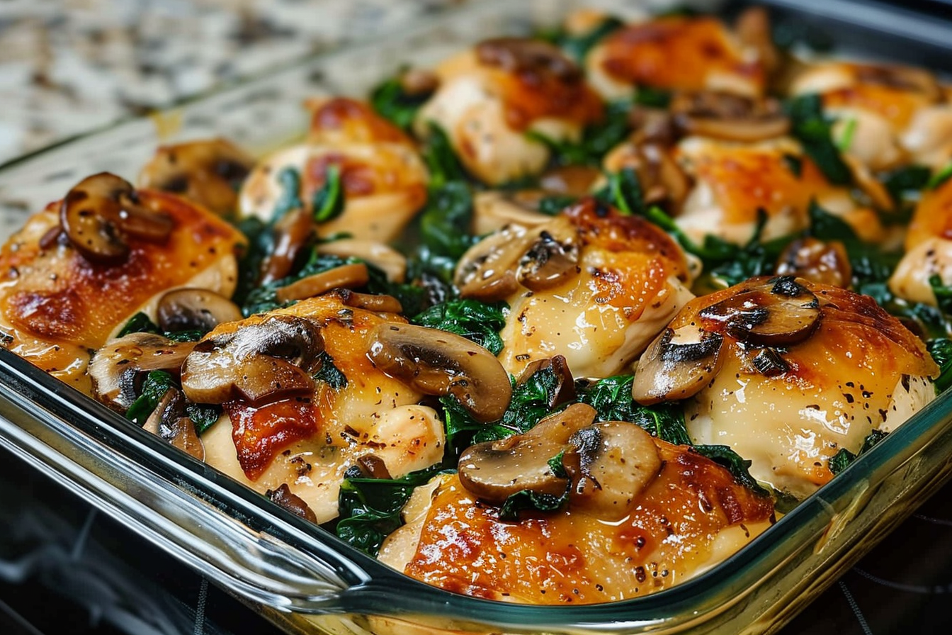 Chicken Spinach And Mushroom Low Carb Oven Dish