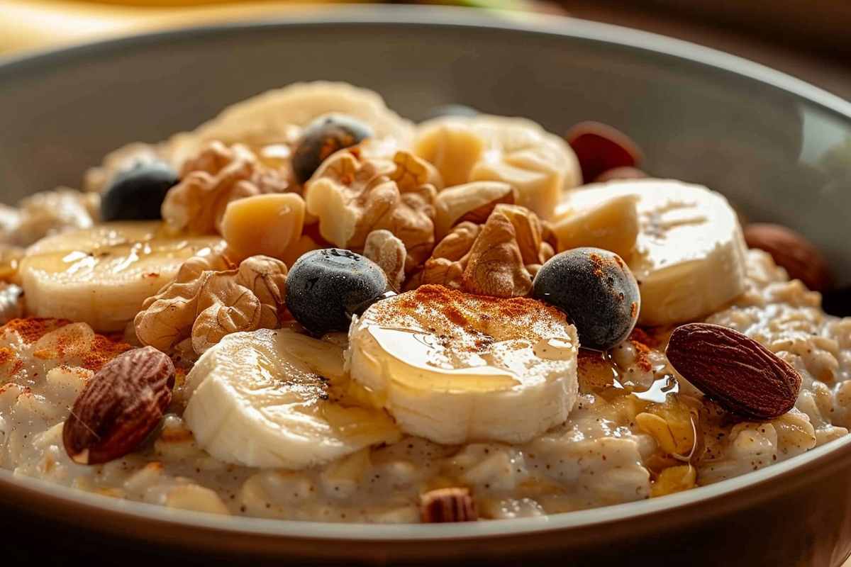 Warm Banana Nut Oatmeal Bowl