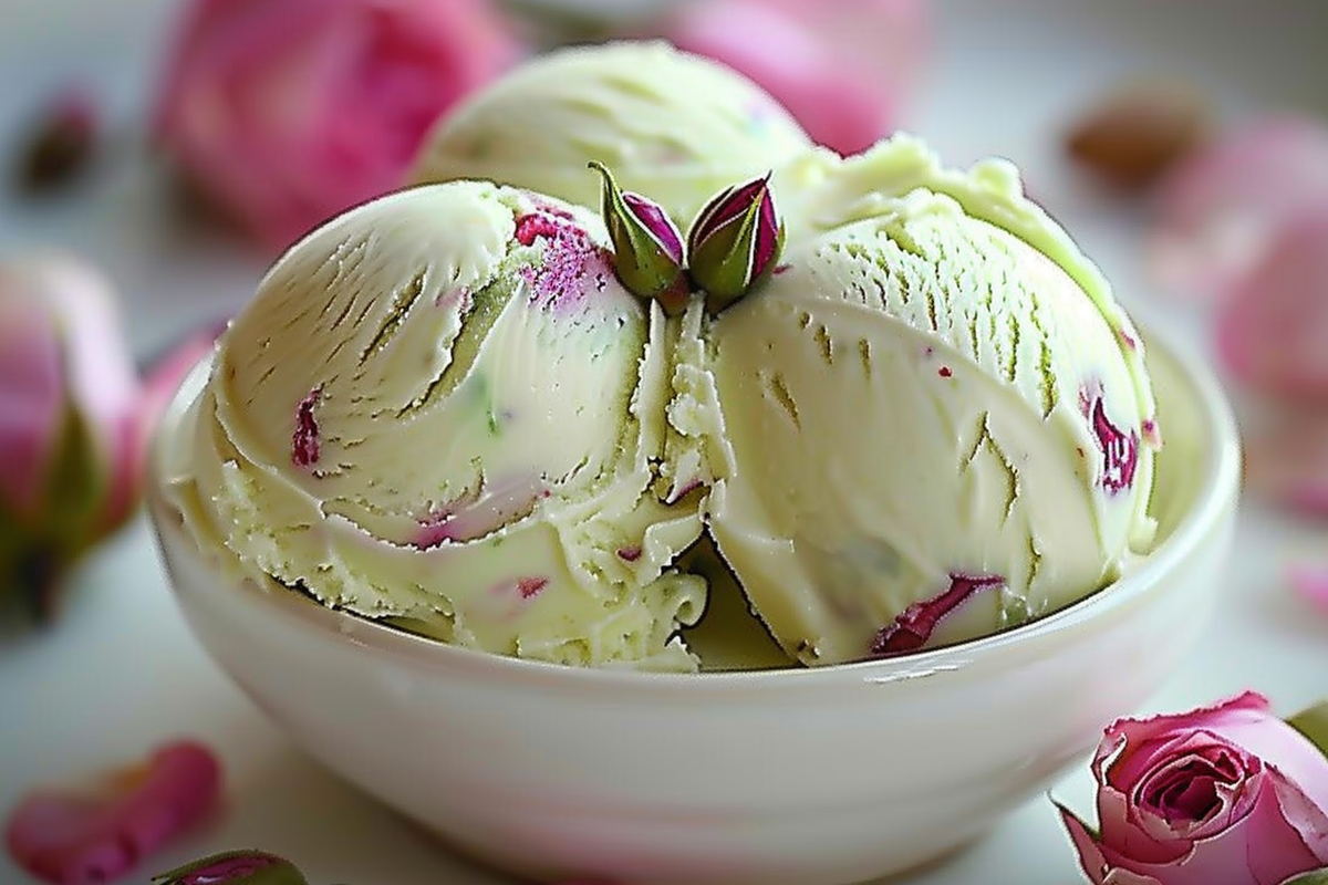 Rose Pistachio Cheesecake Ice Cream