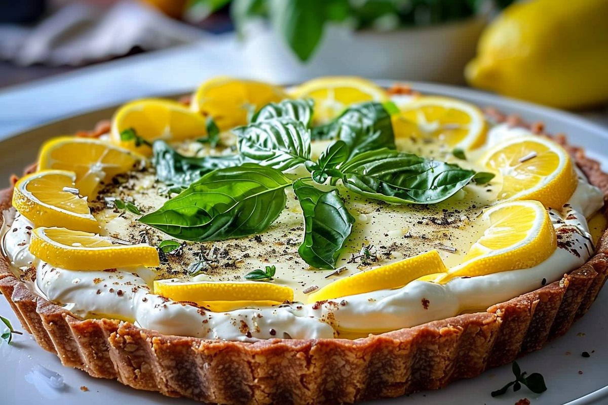 Savory Lemon Basil Tart with Whipped Ricotta