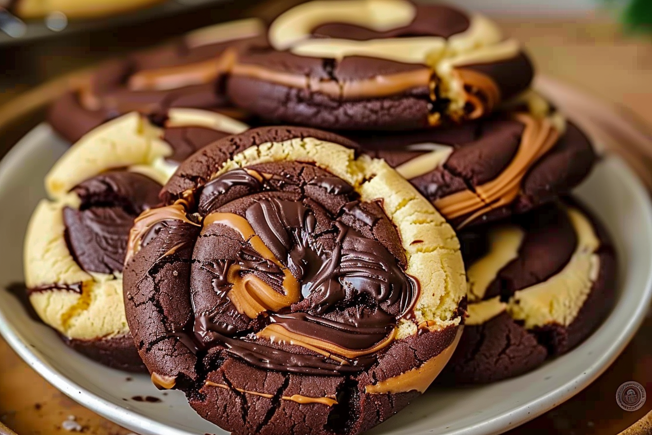 Swirled Brownie Cookies with a Peanut Butter Twist
