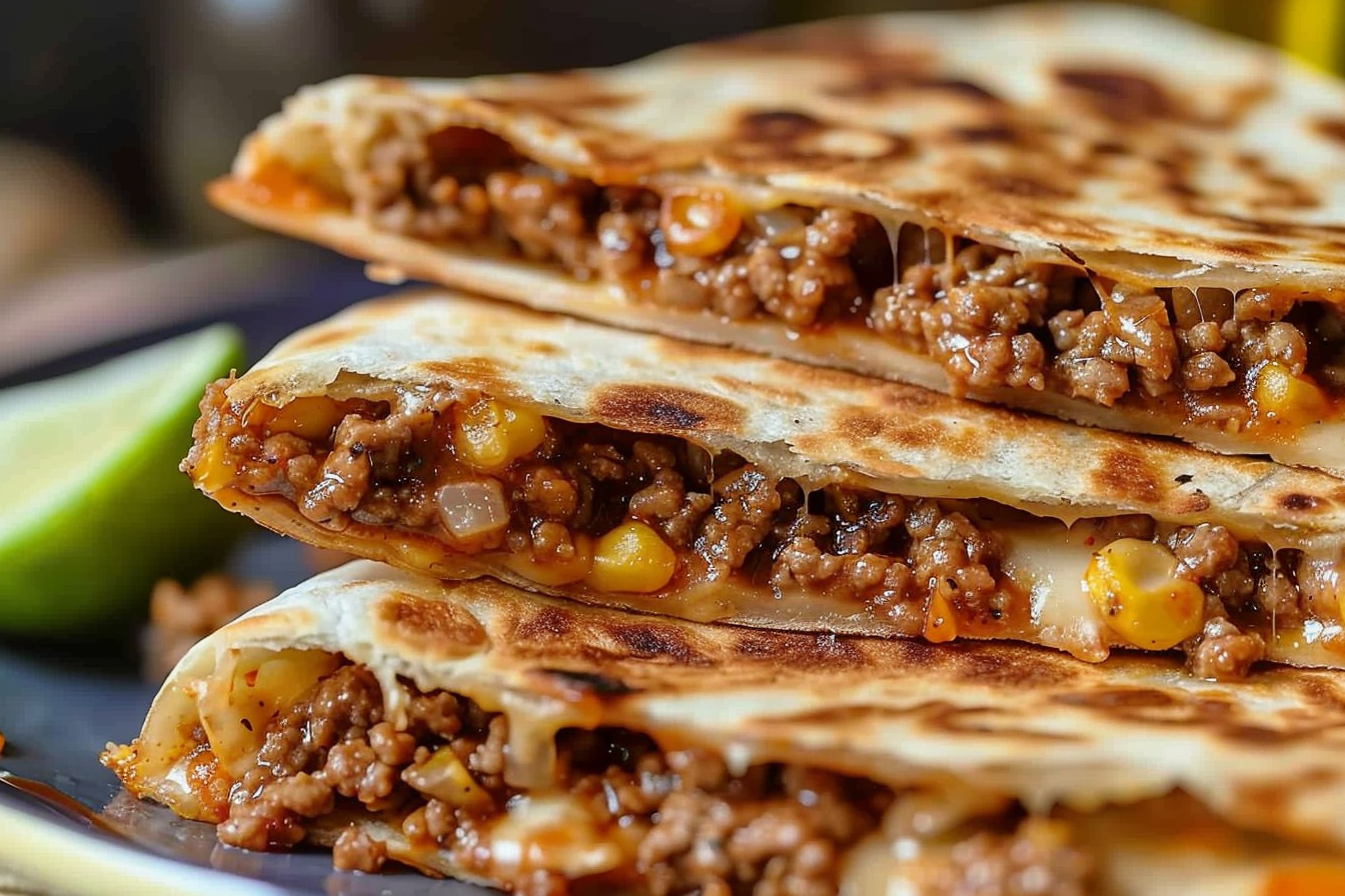 Cheesy Ground Beef Quesadillas