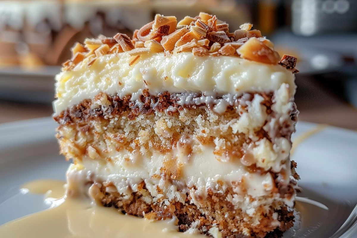 White German Chocolate Cake with a Cheesecake Center