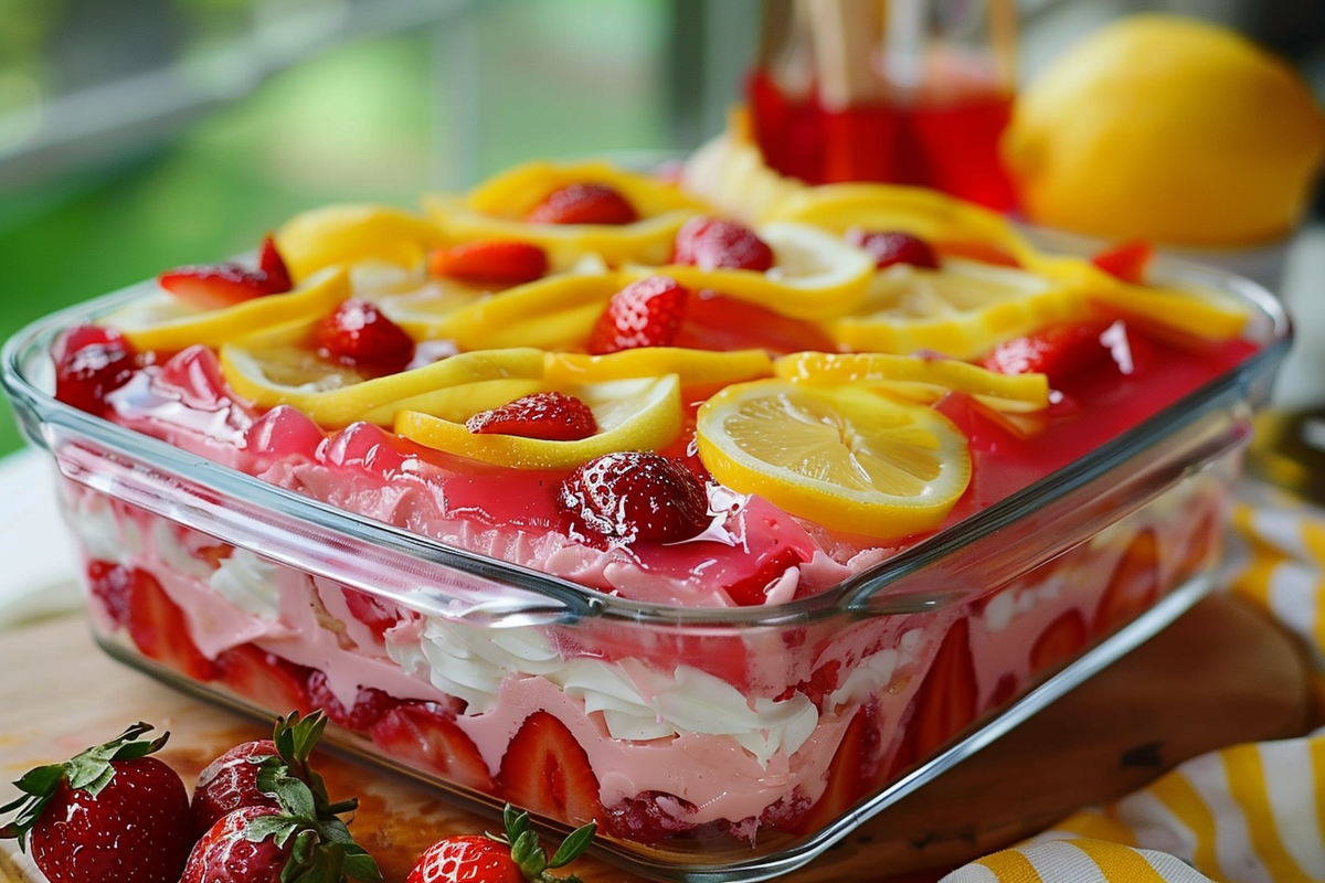 Strawberry Lemonade Poke Cake
