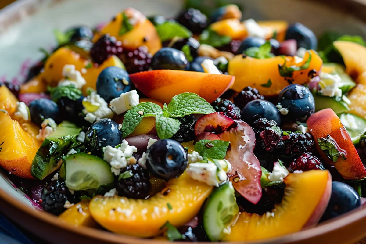 Blueberry Peach Feta Salad