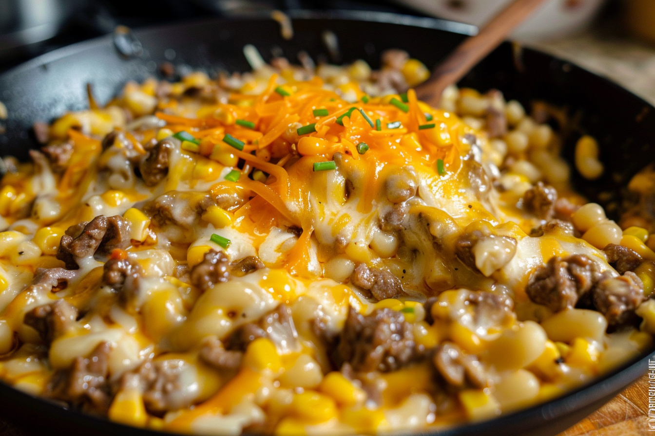 Golden Corn Ranch Beef Skillet with Melted Cheddar Bliss