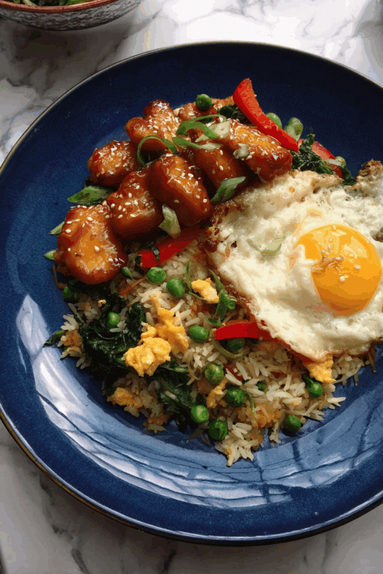 Sweet and sticky Stir-Fry with fried egg