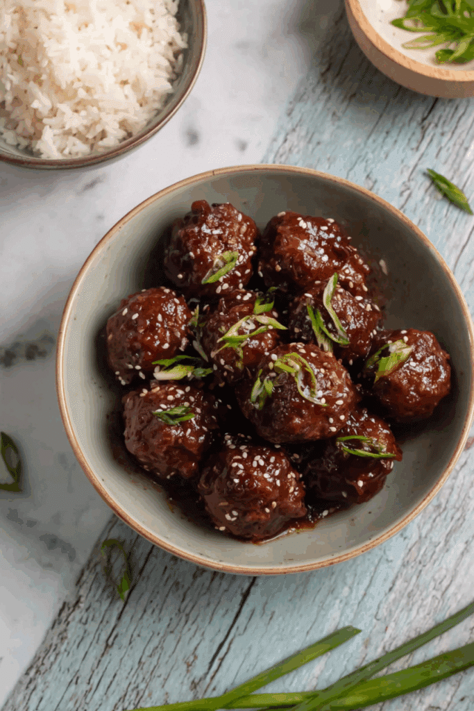 Sticky glazed meatballs