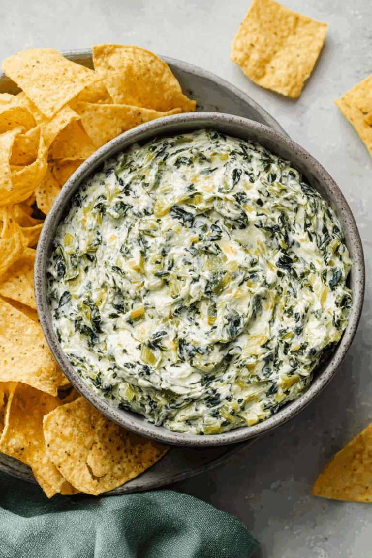 CARAMELISED LEEK, CREAM CHEESE + SPINACH DIP