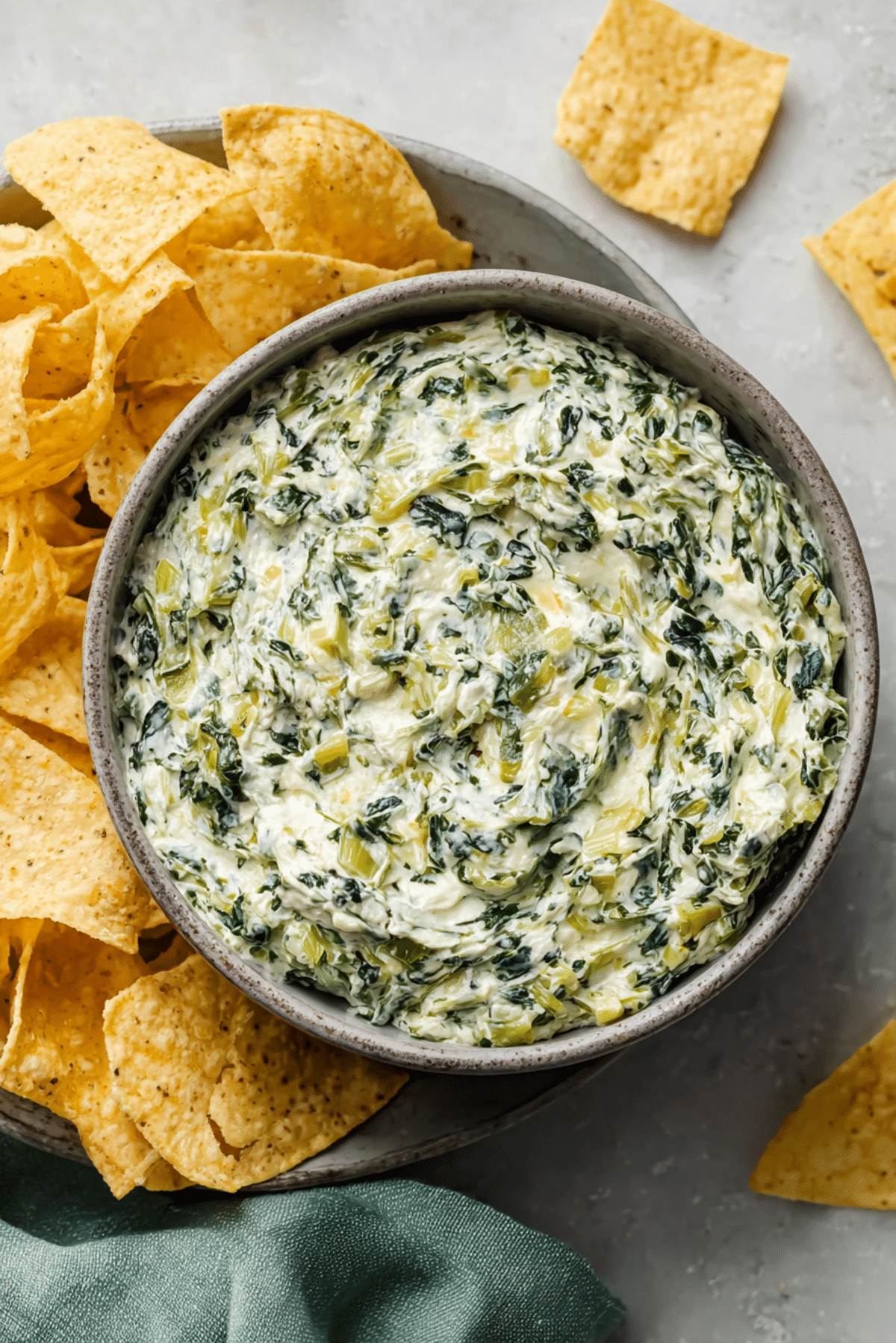 CARAMELISED LEEK, CREAM CHEESE + SPINACH DIP