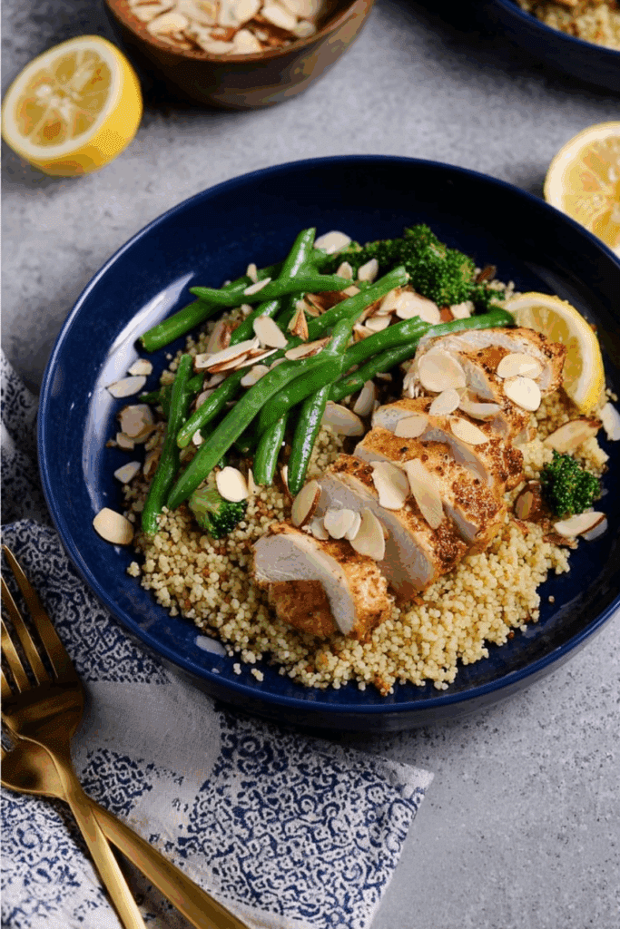 One Pan Lemon Chicken Broccoli Couscous