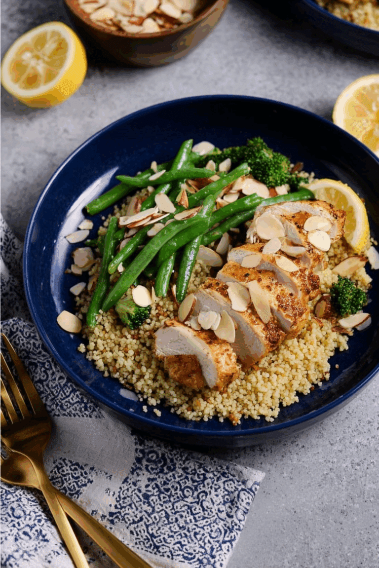 One Pan Lemon Chicken Broccoli Couscous