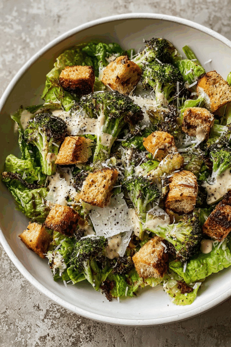 Warm Roasted Broccoli Caesar Salad