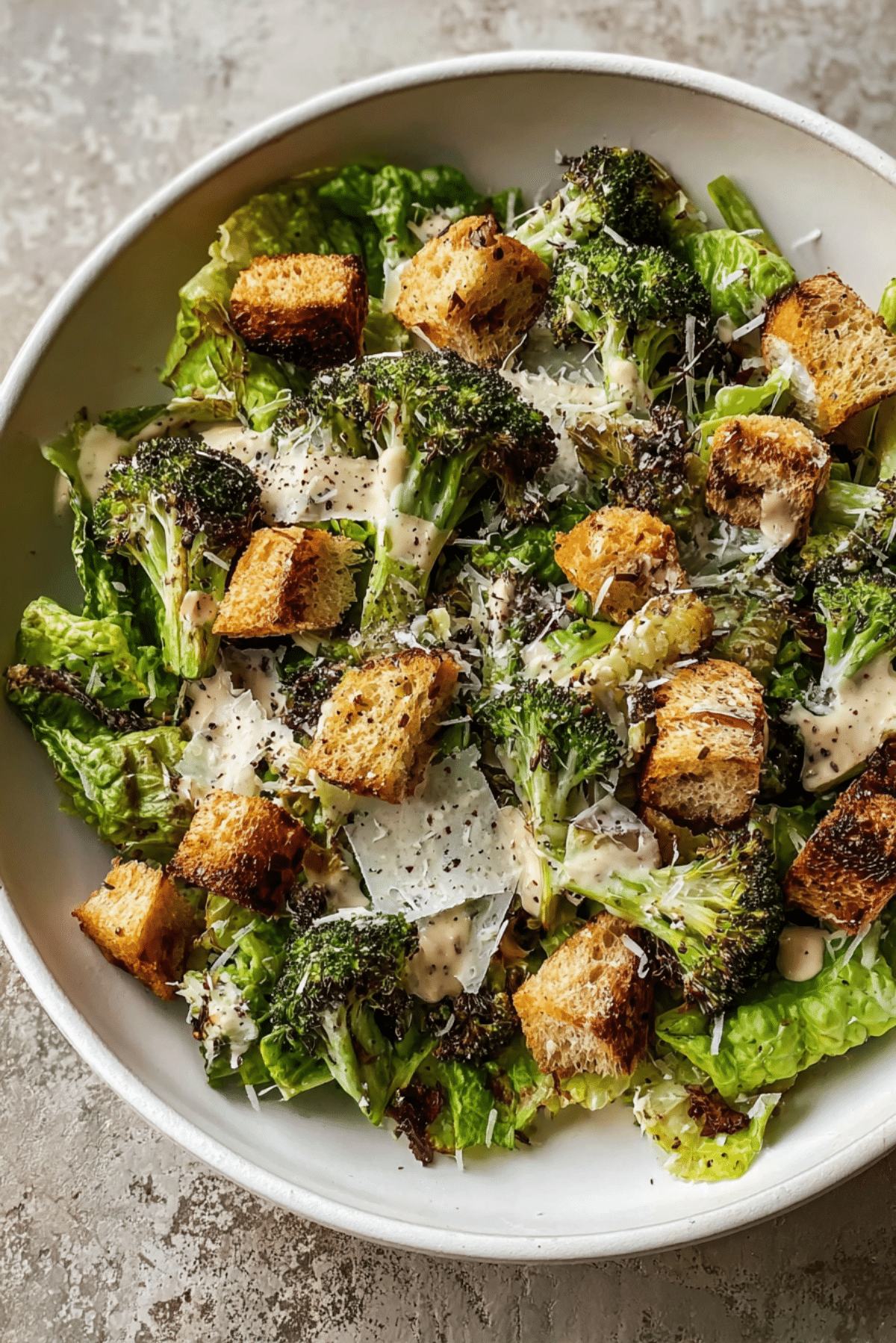 Warm Roasted Broccoli Caesar Salad