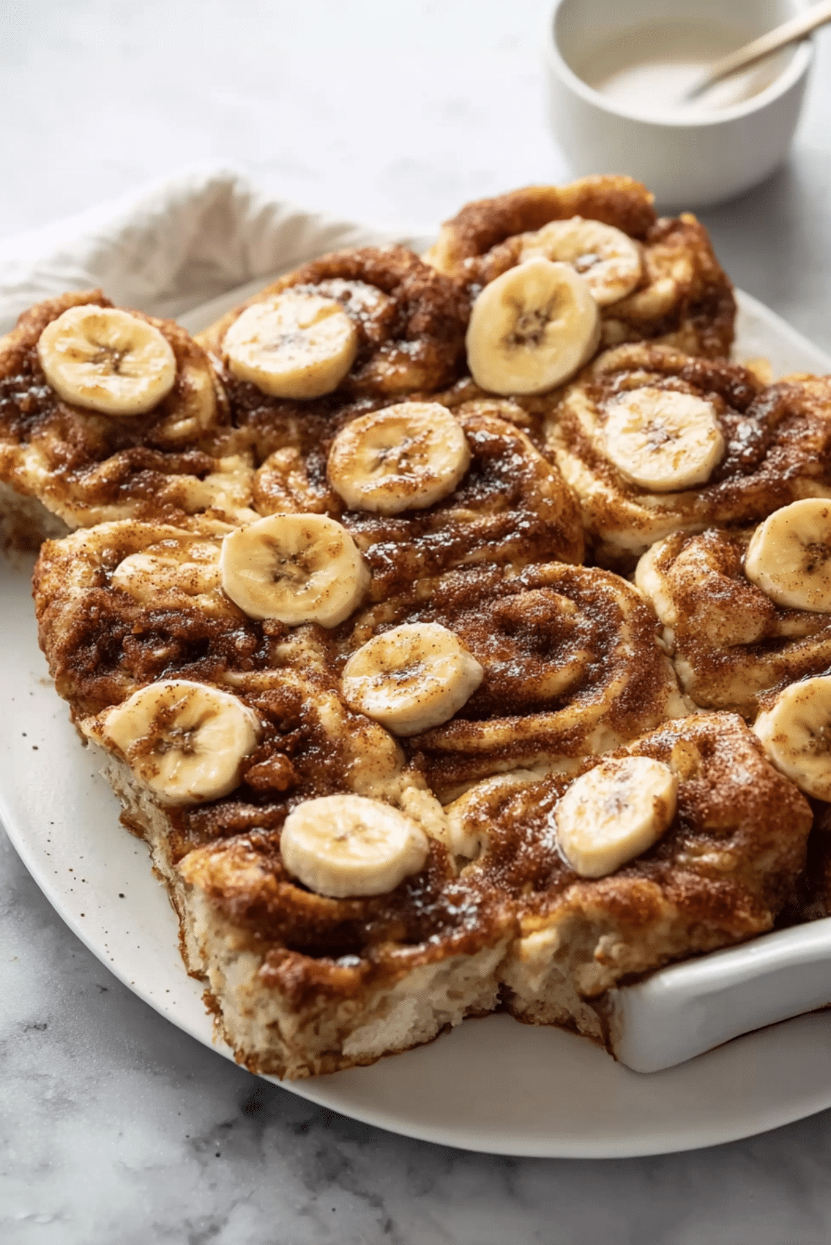 Cinnamon Roll Banana Bake