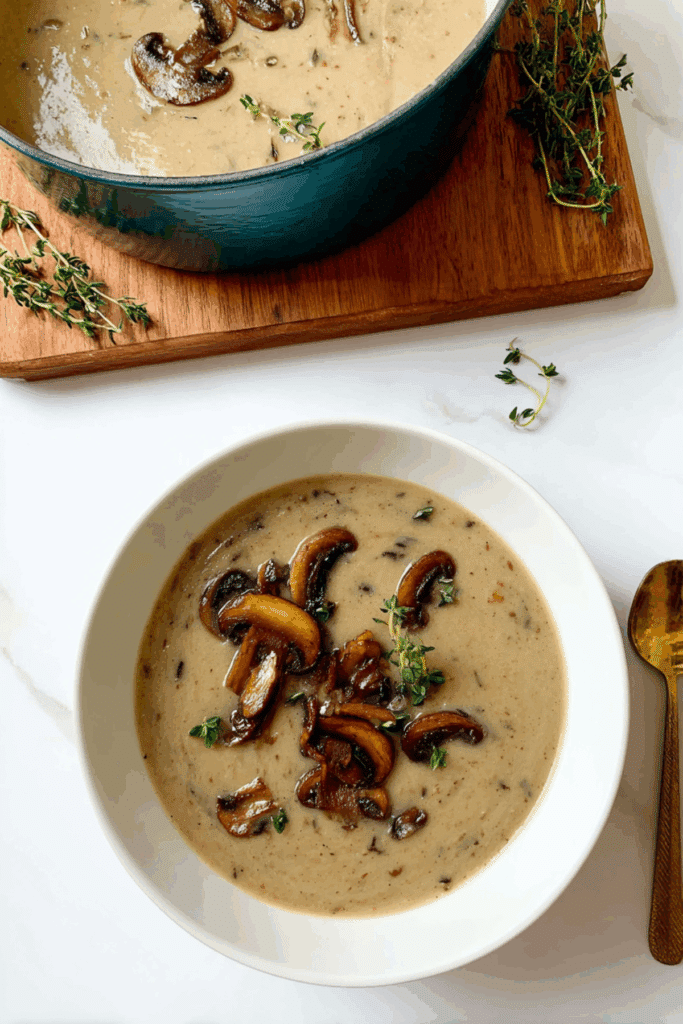 Creamy Roasted Onion + Mushroom Soup