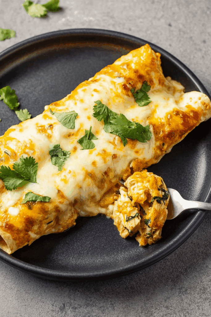 Cheesy Chicken Enchiladas With Creamy Sauce