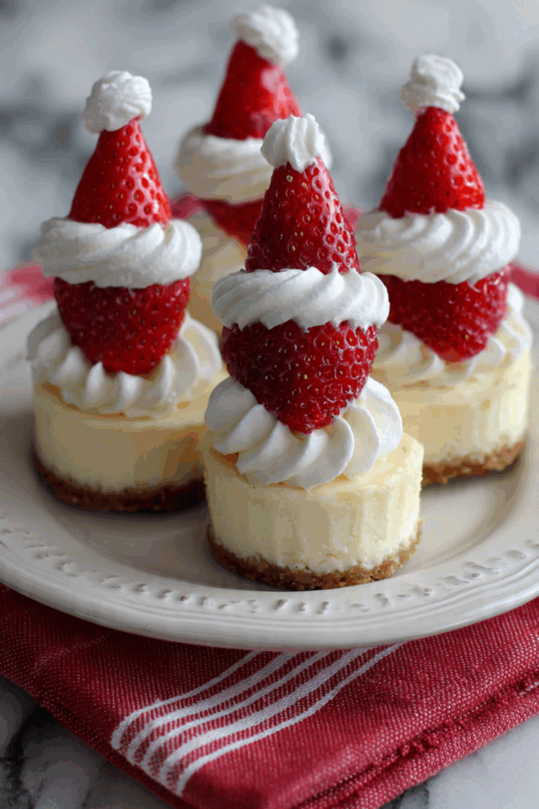Mini Cheesecake Santa Hats