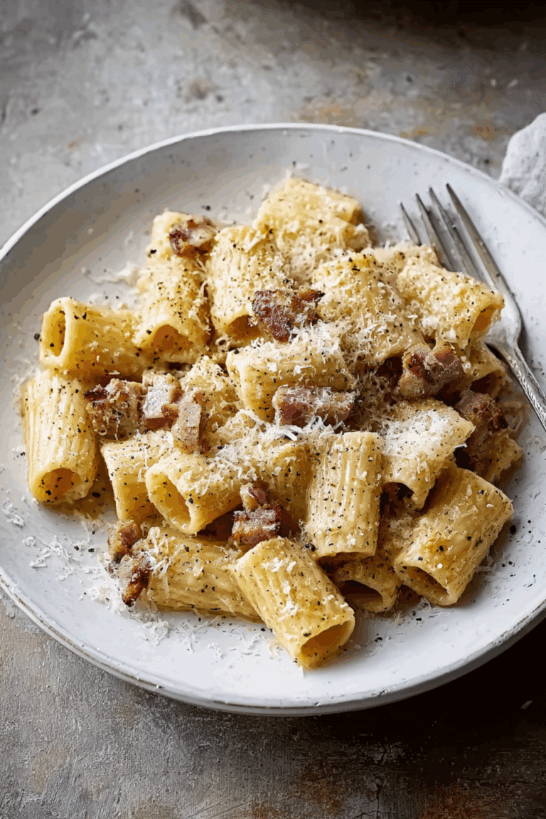 Rigatoni Stuffed with Carbonara Sauce