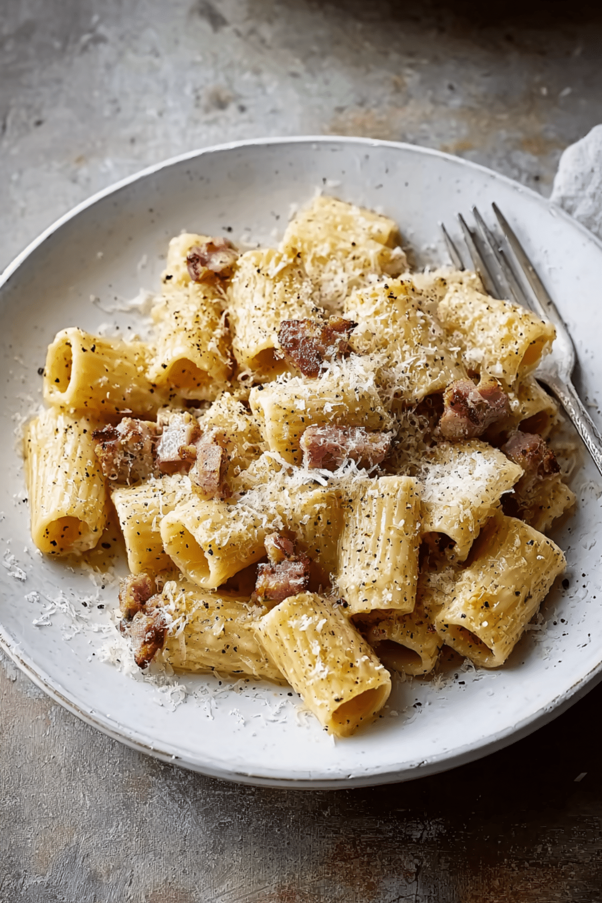 Rigatoni Stuffed with Carbonara Sauce