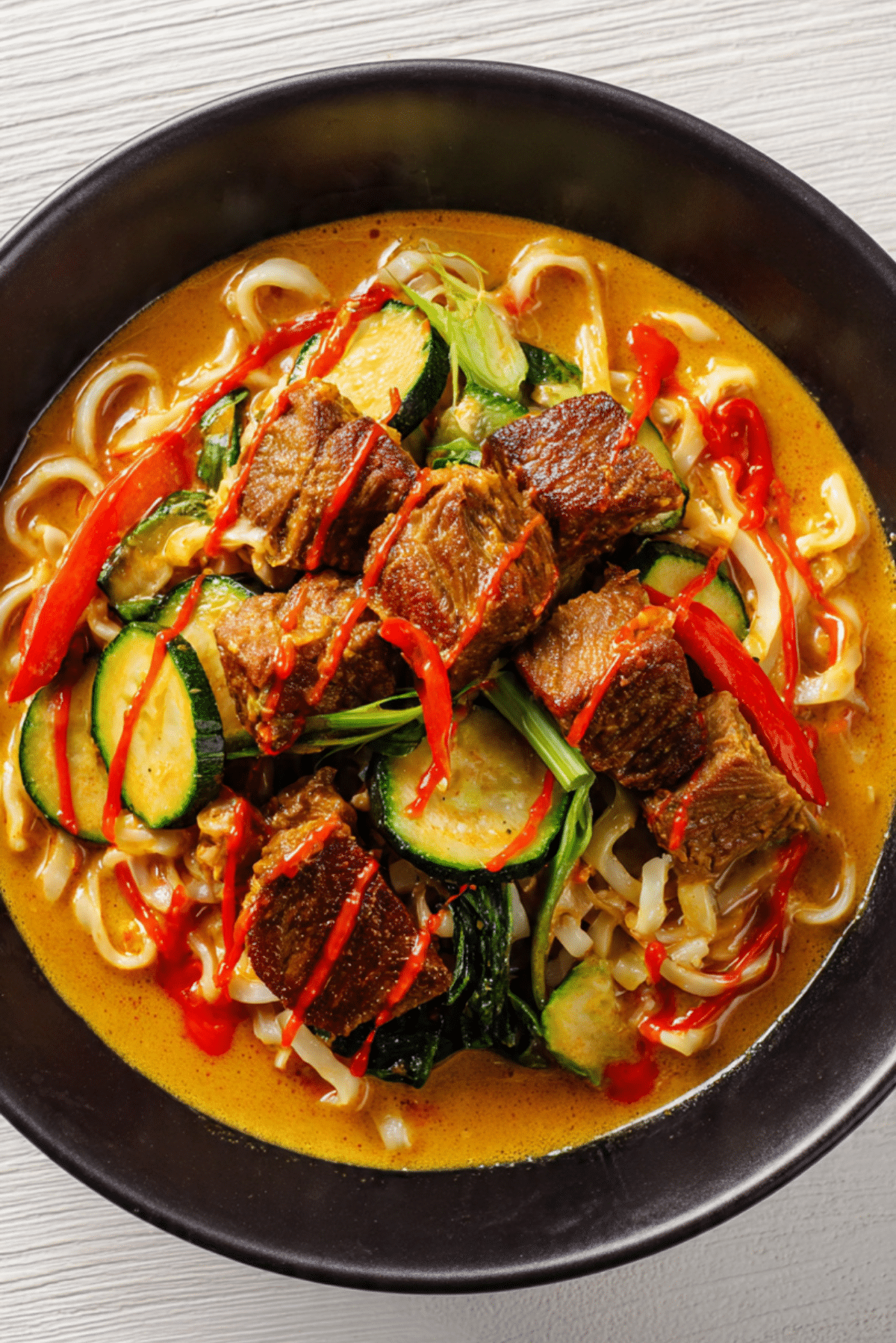 Creamy Curry Noodles with Crispy Beef
