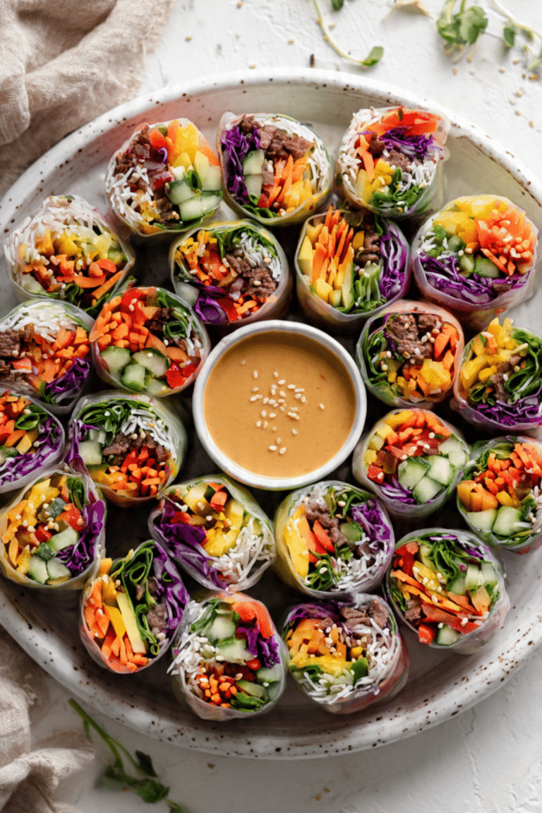 Beef Summer Rolls with Peanut Hoisin Sauce