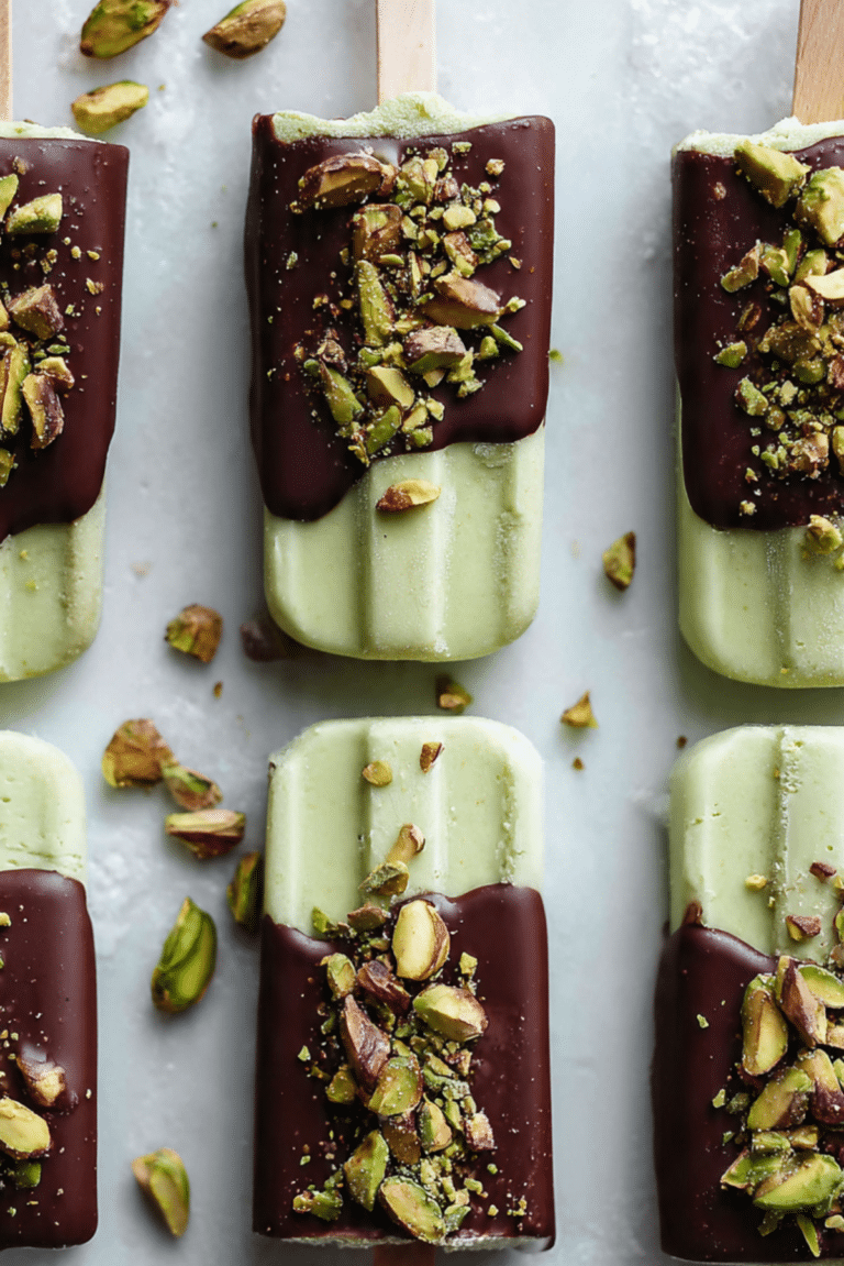 Pistachio Chocolate Fudgesicles
