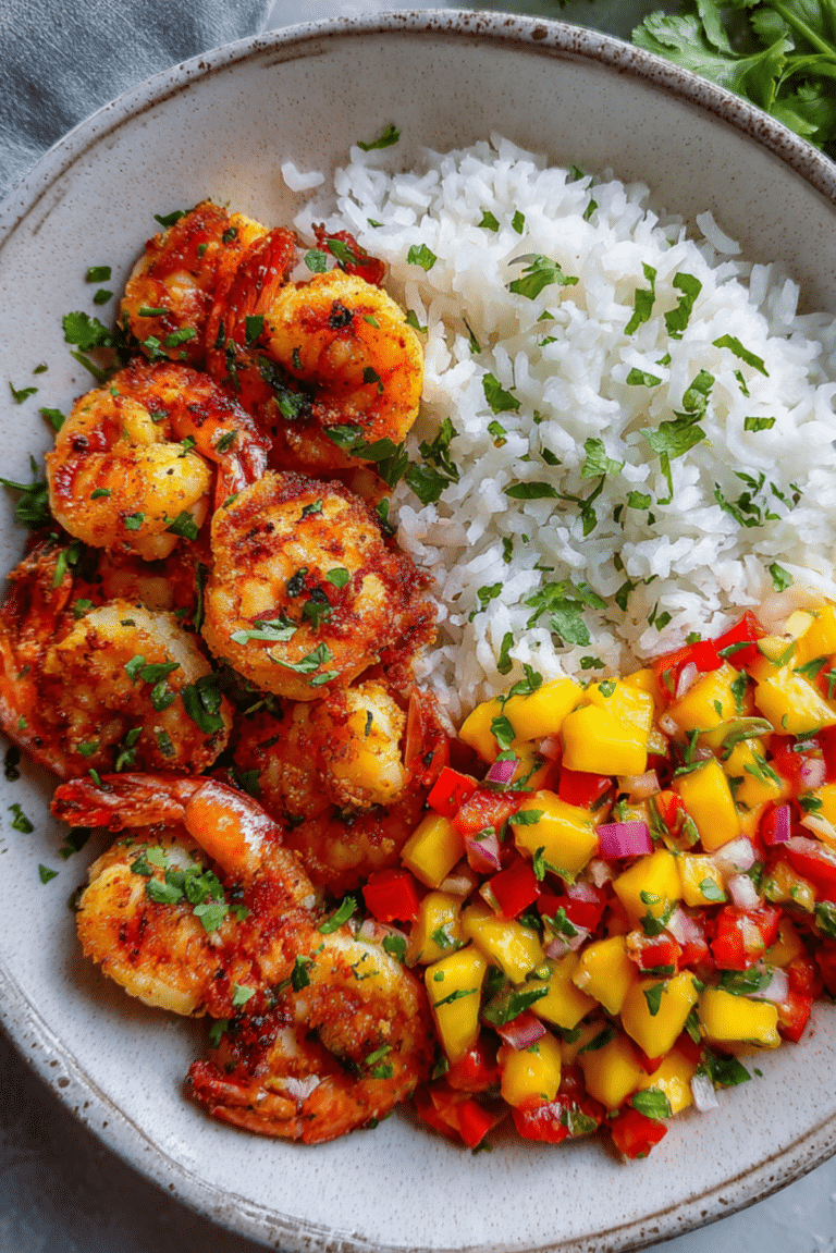 Coconut Shrimp with Mango Salsa Rice