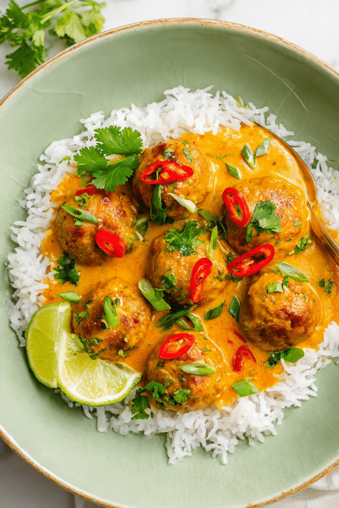 Thai Chicken Meatball Curry with Jasmine Rice
