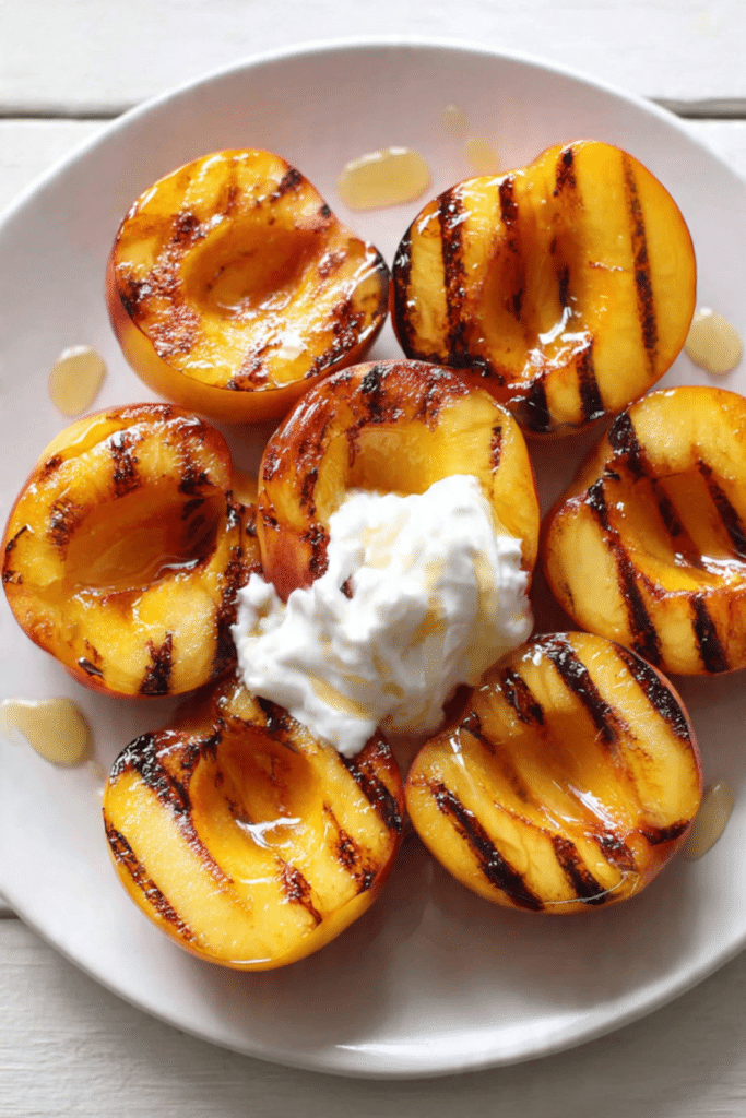 Honey Grilled Peaches With Yogurt