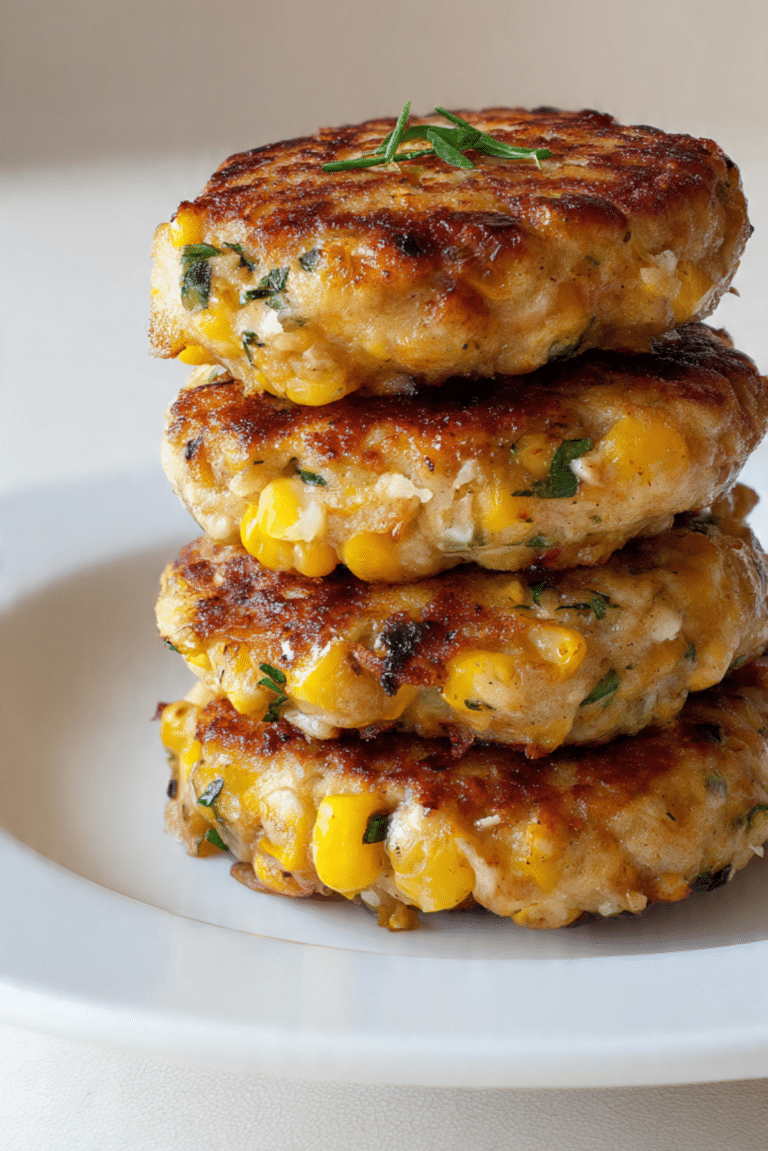 Juicy Chicken Patties with Corn