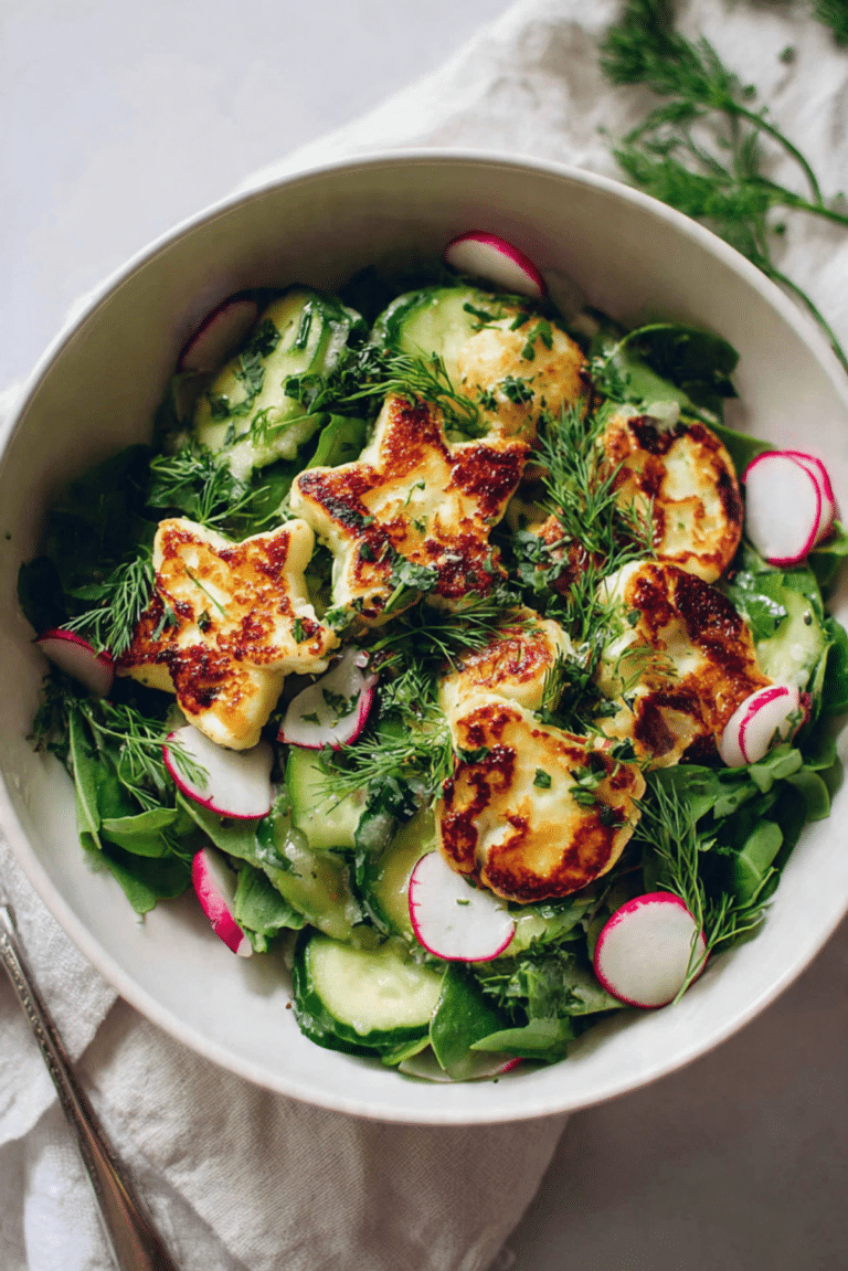Smashed Cucumber & Halloumi Star Salad