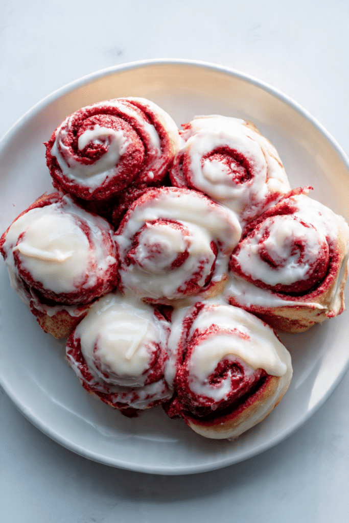 Red Velvet Strawberry Cinnamon Rolls