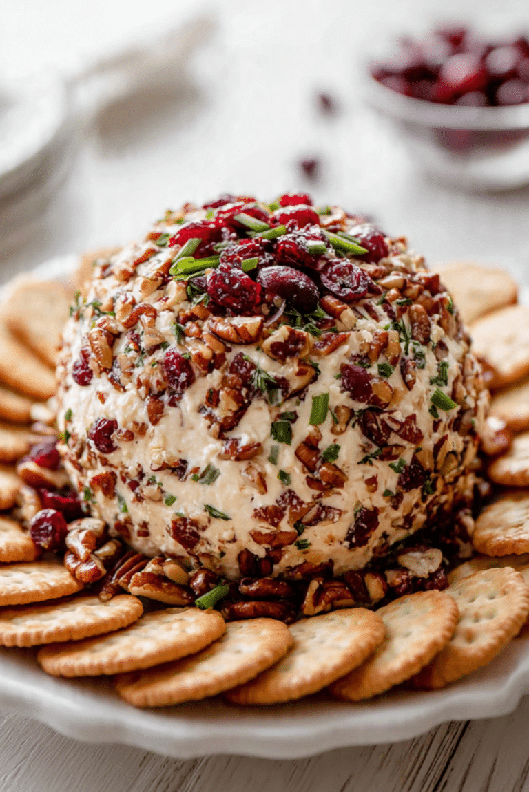 Cranberry Jalapeño Chicken Pecan Cheese Ball