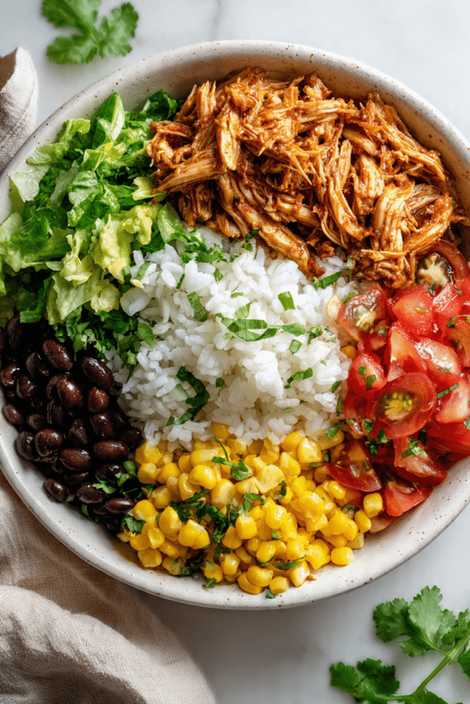 Loaded Shredded Chicken Burrito Bowl