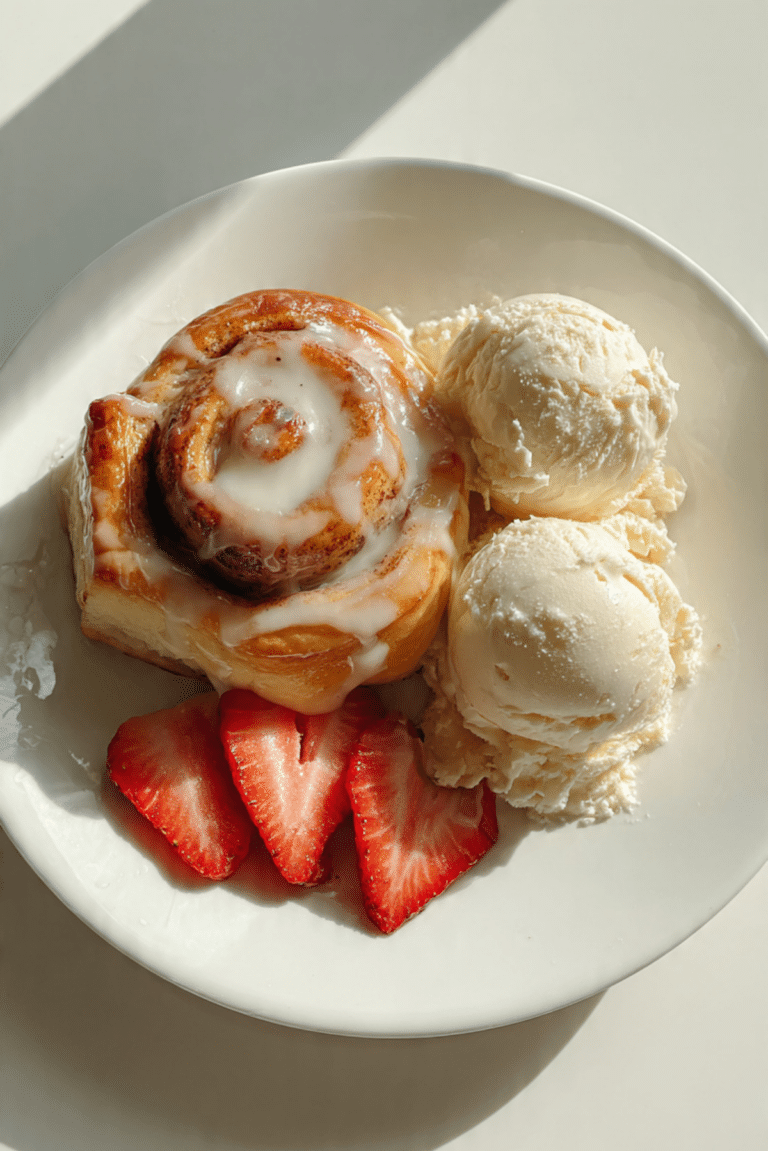 Vanilla Ice Cream with Cinnamon Rolls
