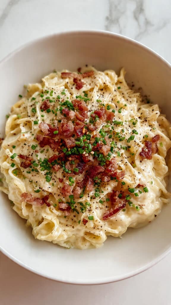 Cheesy Potato Carbonara Ramen