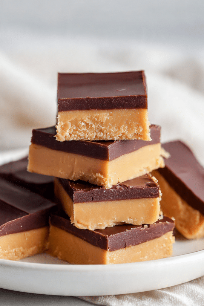 Chocolate Peanut Butter Fudge Squares.