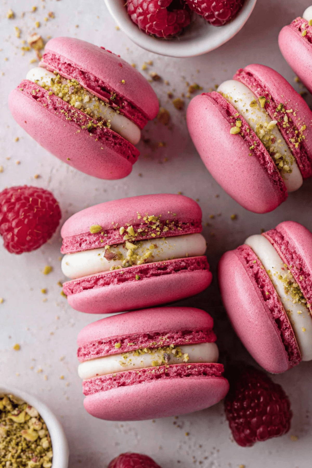 Luxurious Raspberry Pistachio Macarons